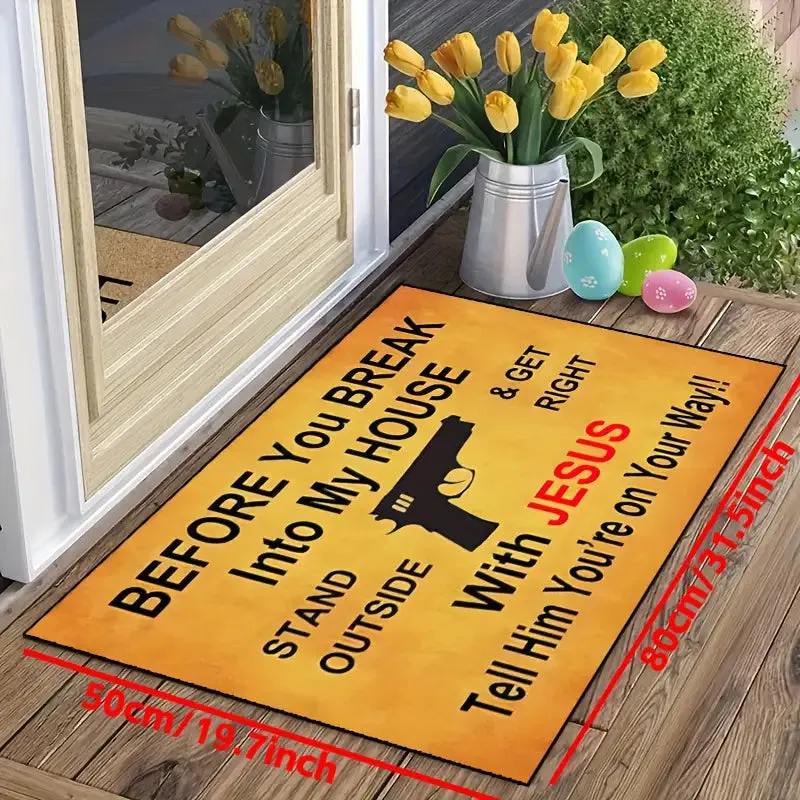 Christianartbag Door Mats, 1pc Funny Coir Doormat, Before You Break Into My House, Stand Outside Front Door Mat Entryway Outdoor Mat With Heavy Duty Front Porch Welcome Mats Entry Natural Coconut Brown Mat, CABDM04170923.