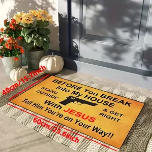 Christianartbag Door Mats, 1pc Funny Coir Doormat, Before You Break Into My House, Stand Outside Front Door Mat Entryway Outdoor Mat With Heavy Duty Front Porch Welcome Mats Entry Natural Coconut Brown Mat, CABDM04170923.