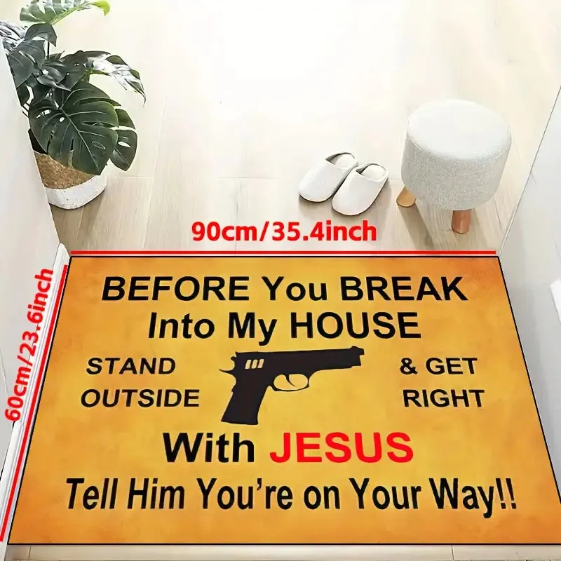 Christianartbag Door Mats, 1pc Funny Coir Doormat, Before You Break Into My House, Stand Outside Front Door Mat Entryway Outdoor Mat With Heavy Duty Front Porch Welcome Mats Entry Natural Coconut Brown Mat, CABDM04170923.