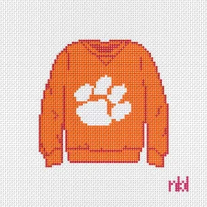 Clemson Sweatshirt Needlepoint Canvas