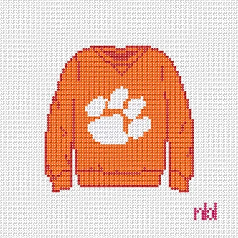 Clemson Sweatshirt Needlepoint Canvas