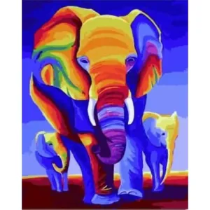 Colorful Elephant Family – Canvastly DIY Paint By Numbers