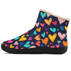 Colorful Hearts Cozy Winter Boots