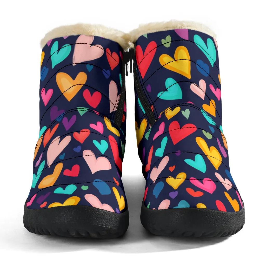 Colorful Hearts Cozy Winter Boots