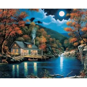 Cottage By The Lake - Canvastly DIY Paint By Numbers
