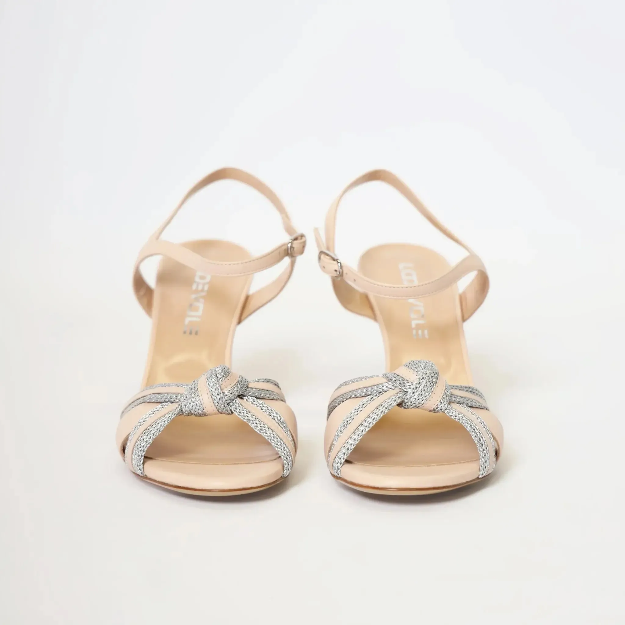 Creme Beige Knotted Leather Women Italian Sandals