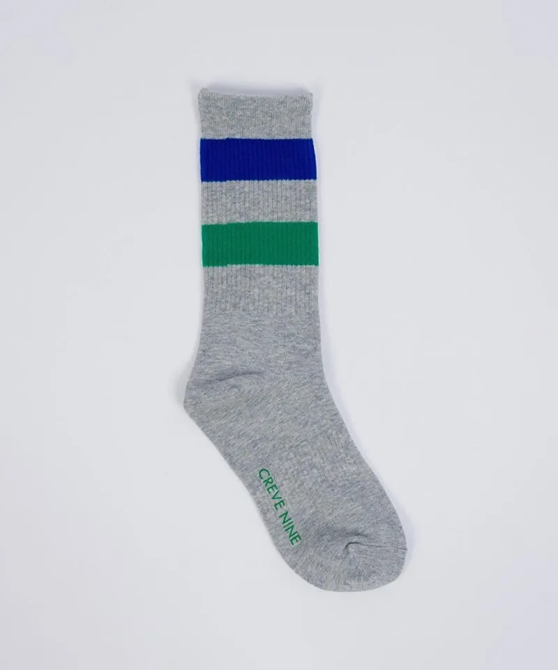 CREVE NINE: Women's Mid Neck Striped Socks - Grey