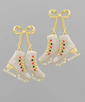 Crystal Ice Skate Shoes Earrings