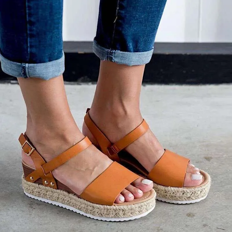 Damen Hanfseil geflochtene römische Sandalen