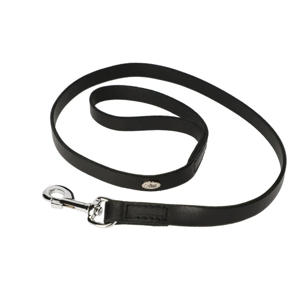 Dingo Gear Black Leather Stitched Leash
