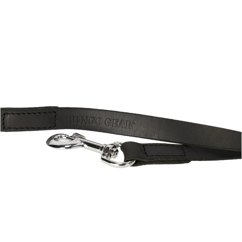 Dingo Gear Black Leather Stitched Leash