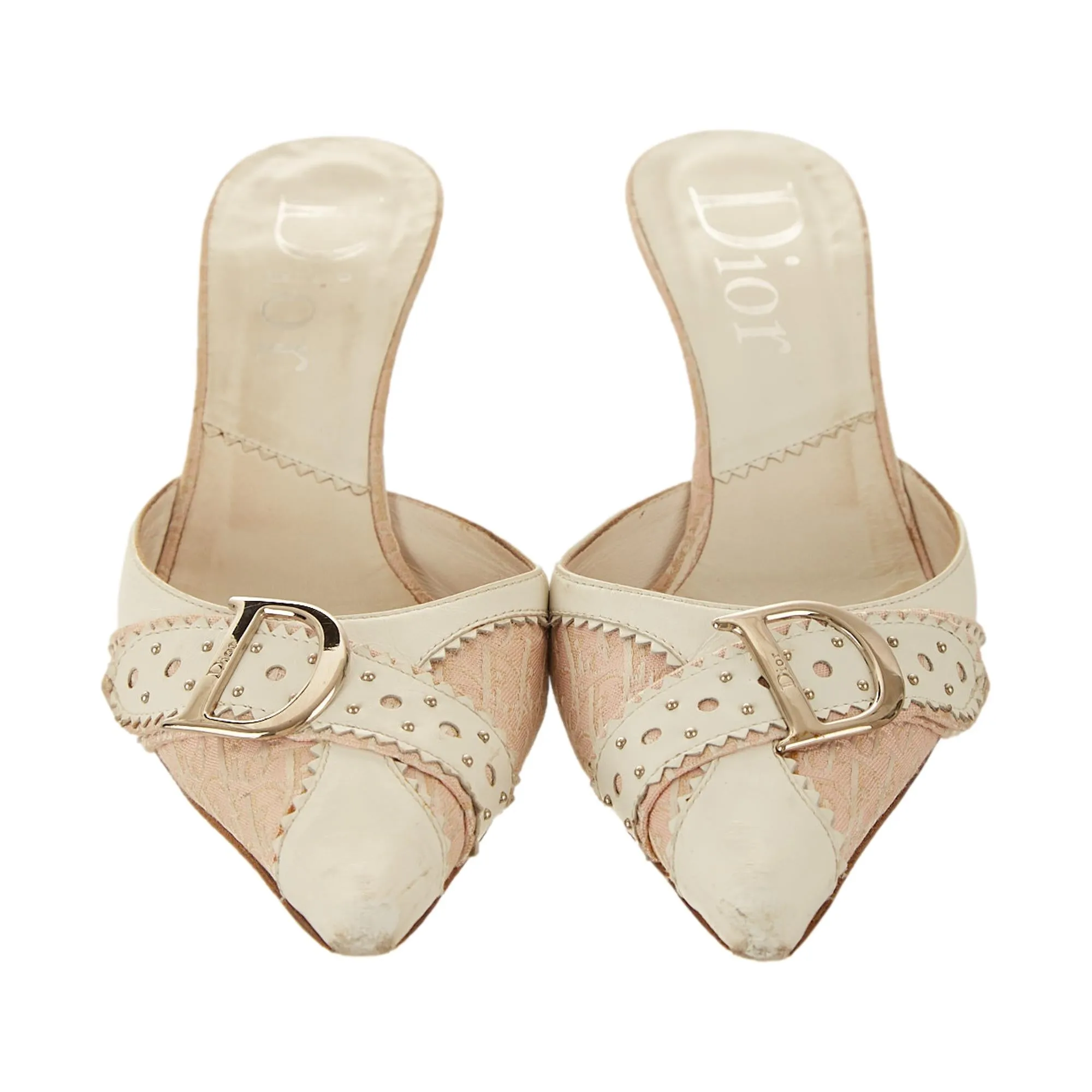 Dior Pink Logo Studded Heels