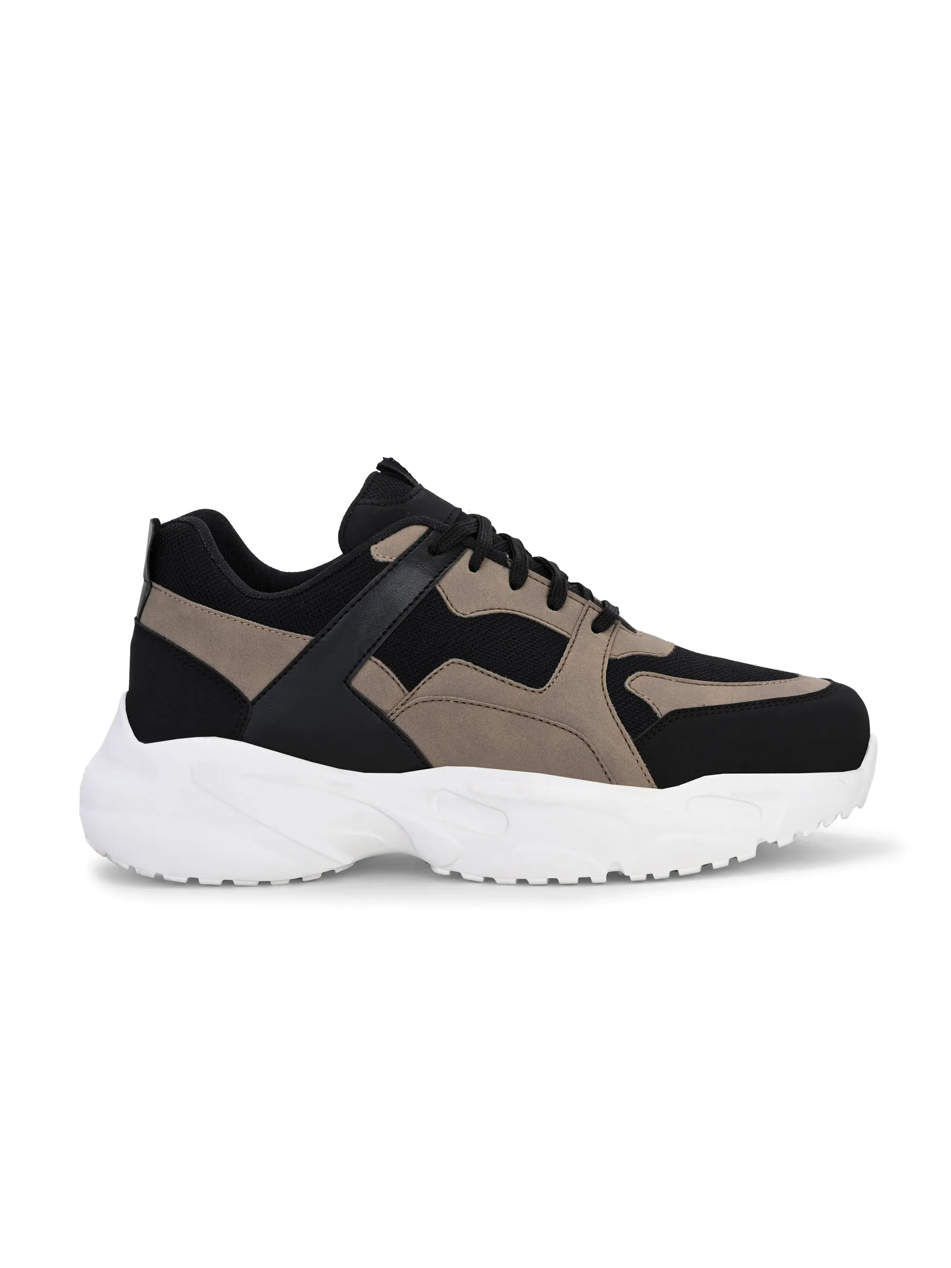 EL PASO Men Black Faux Leather Casual Lace Up Sneakers