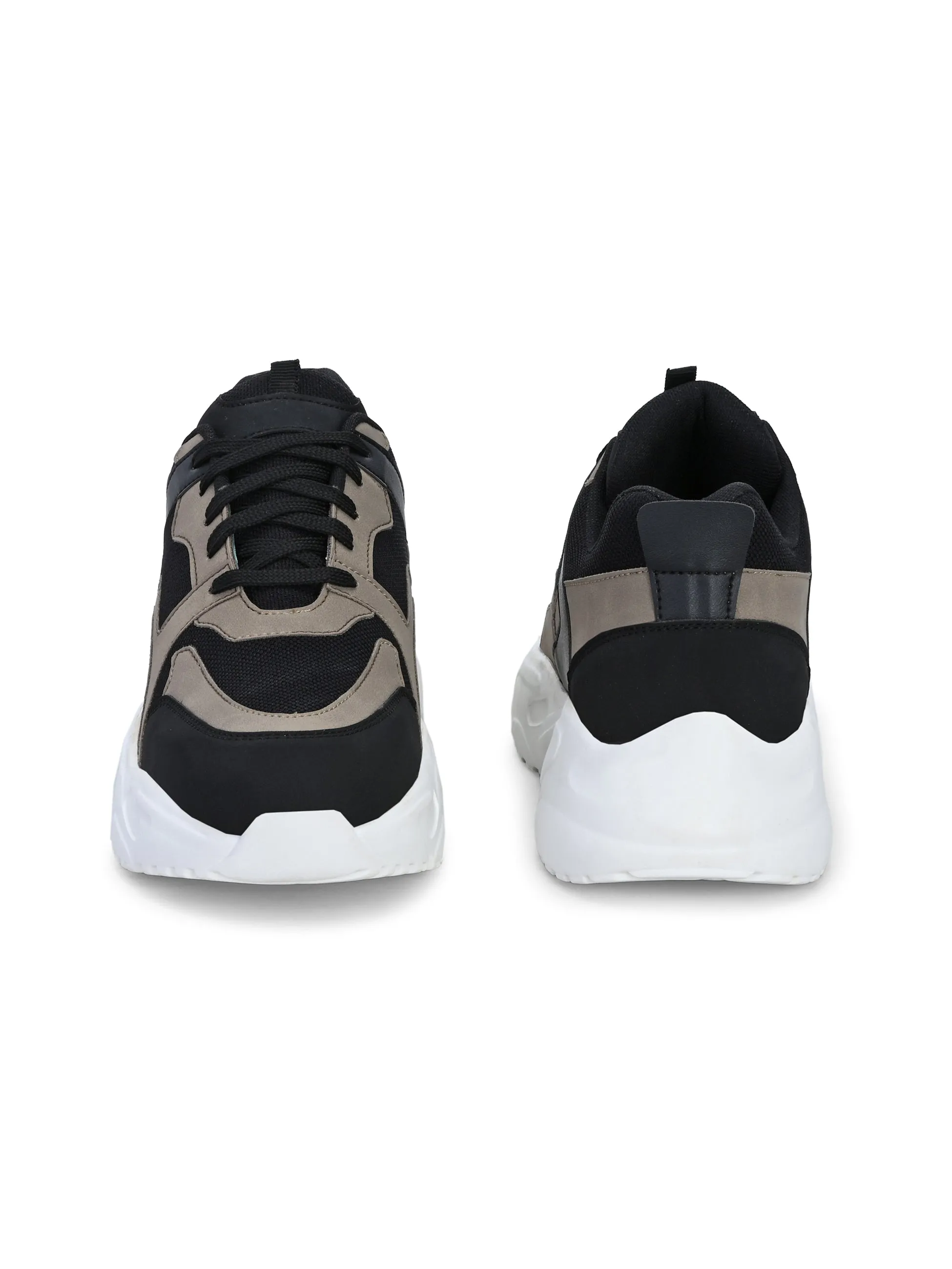 EL PASO Men Black Faux Leather Casual Lace Up Sneakers