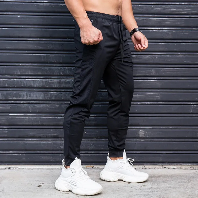 Elastic Men Running Pants - Casual Sweatpants with Zipper Pockets, Training Jogging Fitness Trousers, Gym Workout Sport Pants