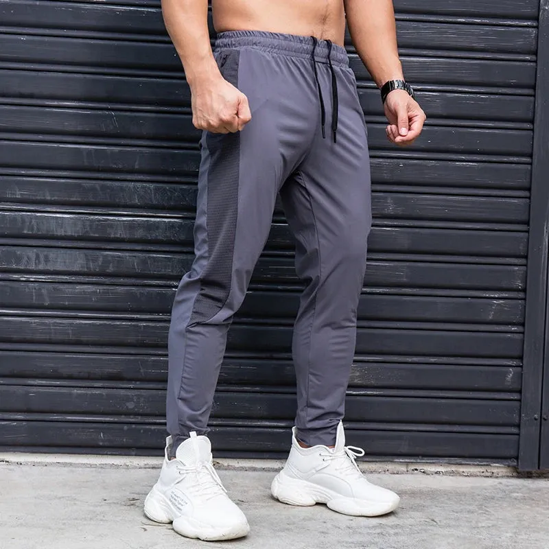 Elastic Men Running Pants - Casual Sweatpants with Zipper Pockets, Training Jogging Fitness Trousers, Gym Workout Sport Pants
