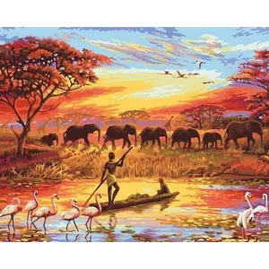 Elephant Sunset - Canvastly DIY Paint By Numbers