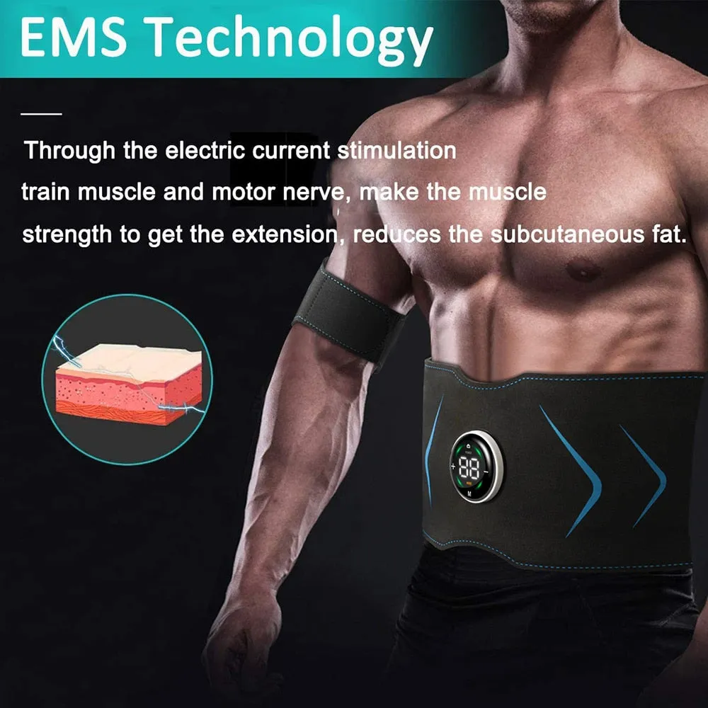 EMS Electric Abdominal Body Slimming Belt Waist Band Smart Abdomen Muscle Stimulator Abs Trainer Fitness Lose Weight Fat Burn