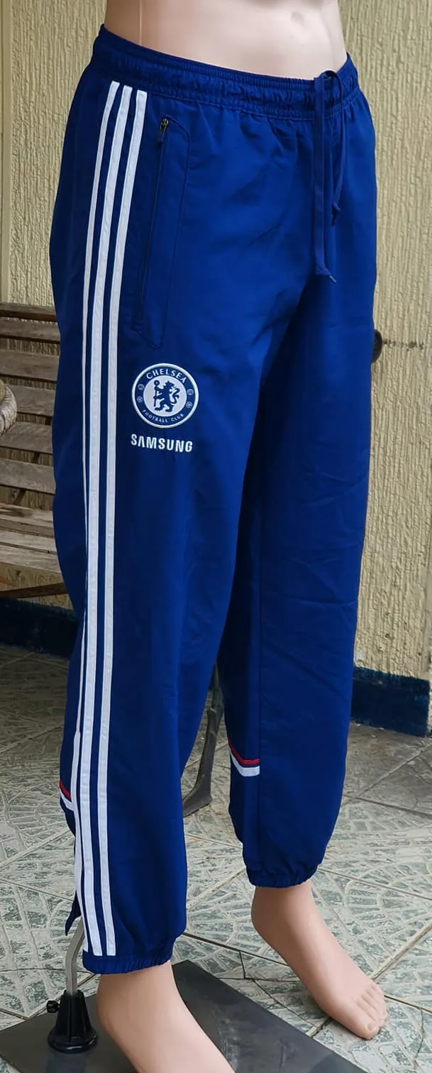ENGLISH PREMIER CHELSEA 2014-2015 PREMIER & LEAGUE CUP CHAMPION PRESENTATION & TRAINING AUTHENTIC ADIDAS JOGGING PANTS MEDIUM UK SIZE 32"  MODEL G89710