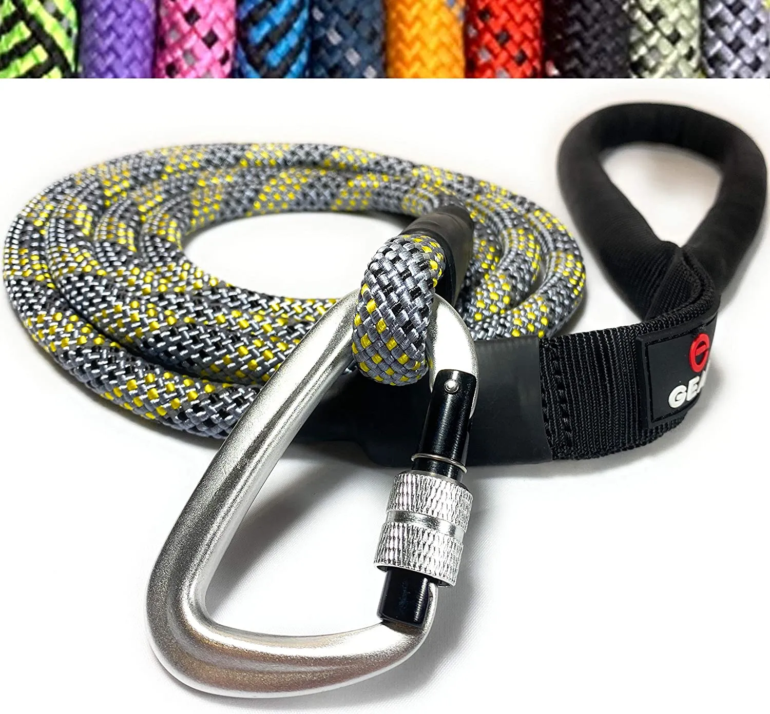 Enthusiast Gear 6' Foot Climbing Rope Dog Leash with Locking Carabiner for Large and Medium Breeds