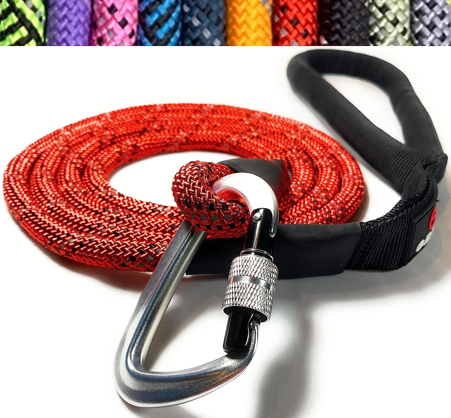 Enthusiast Gear 6' Foot Climbing Rope Dog Leash with Locking Carabiner for Large and Medium Breeds