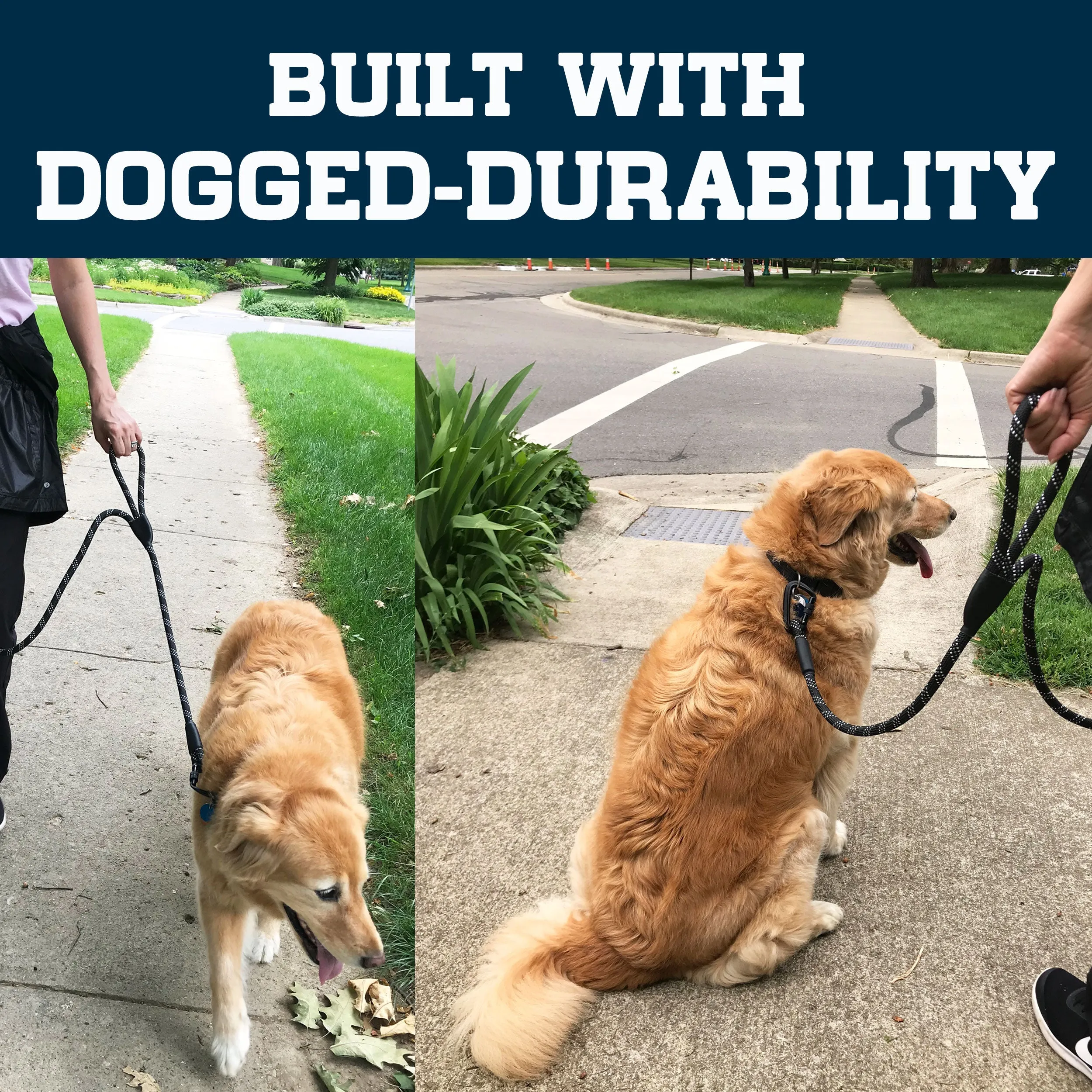 Enthusiast Gear Double Handle Rope Dog Leash with Locking Carabiner for Traffic Training Large and Medium Breeds (6' Foot)