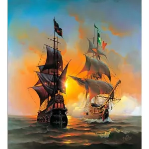 European Sailing Boat - Canvastly DIY Paint By Numbers