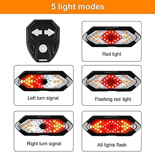 FASTPED ® Bicycle Tail Light USB Rechargable Smart Wireless Remote Control Turn Signal Warning Lamp Bike Taillight