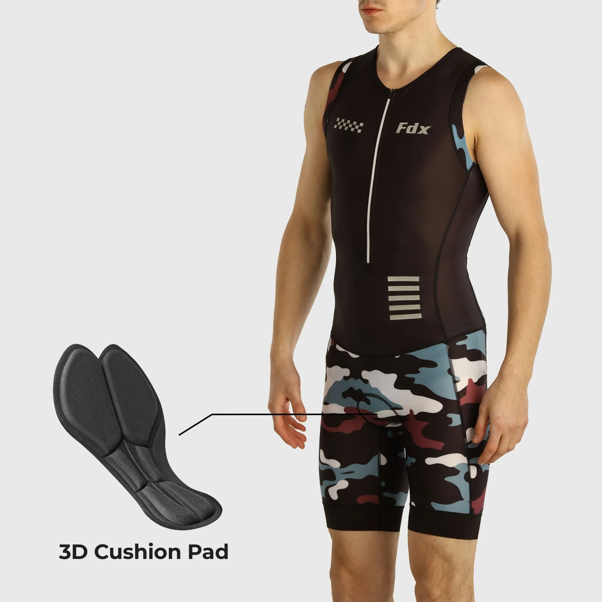 Fdx Camouflage Black Men's & Boy's Padded Triathlon Suit