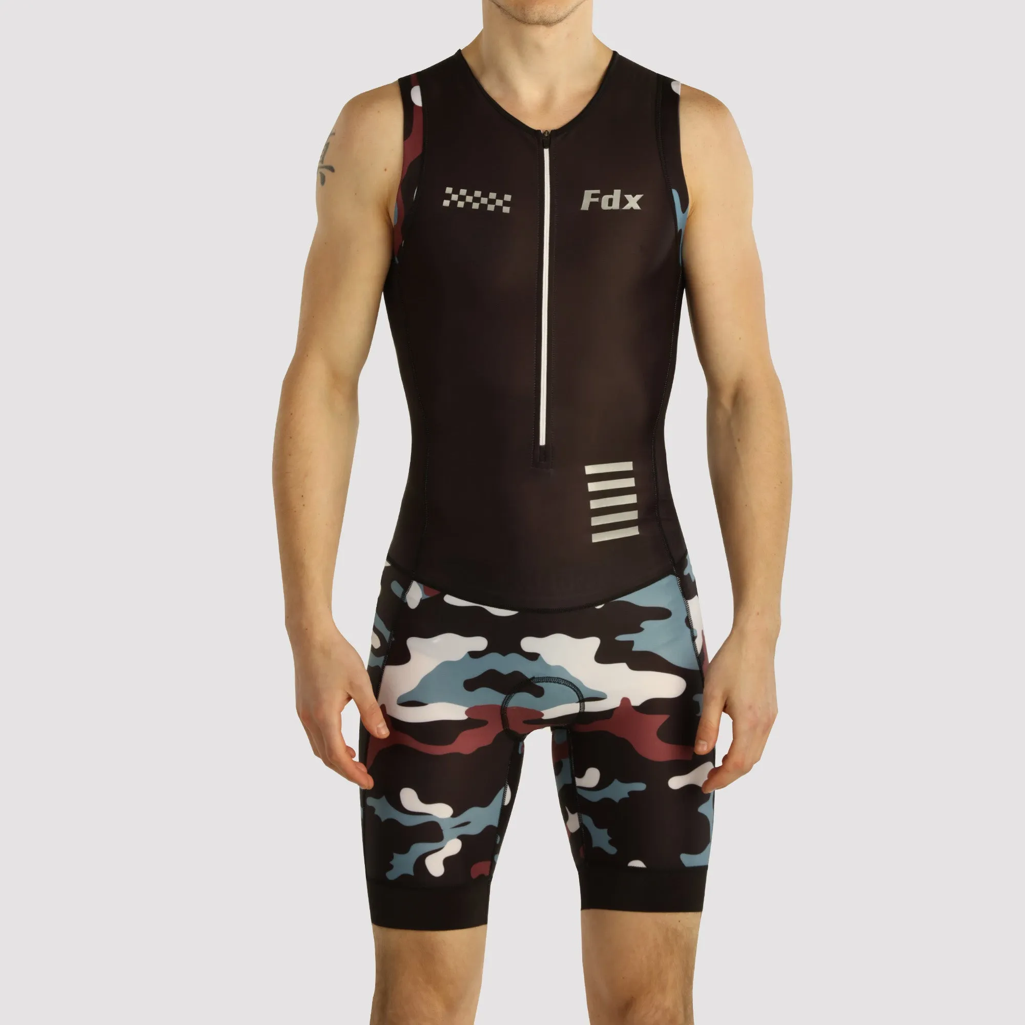 Fdx Camouflage Black Men's & Boy's Padded Triathlon Suit