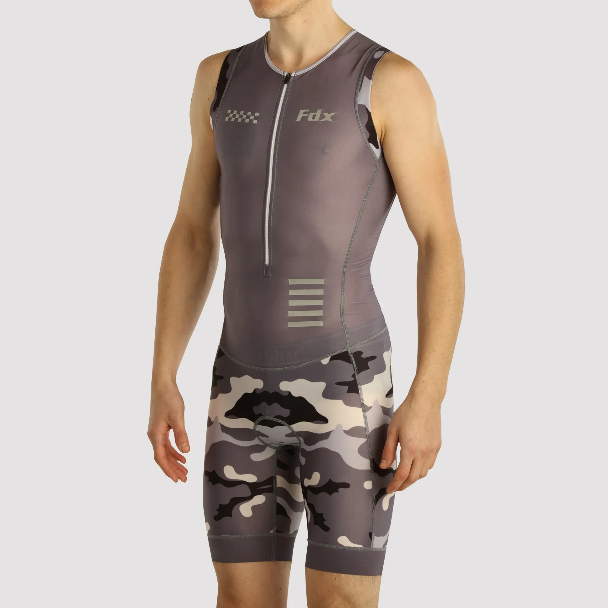 Fdx Camouflage Grey Men's & Boy's Padded Triathlon Suit