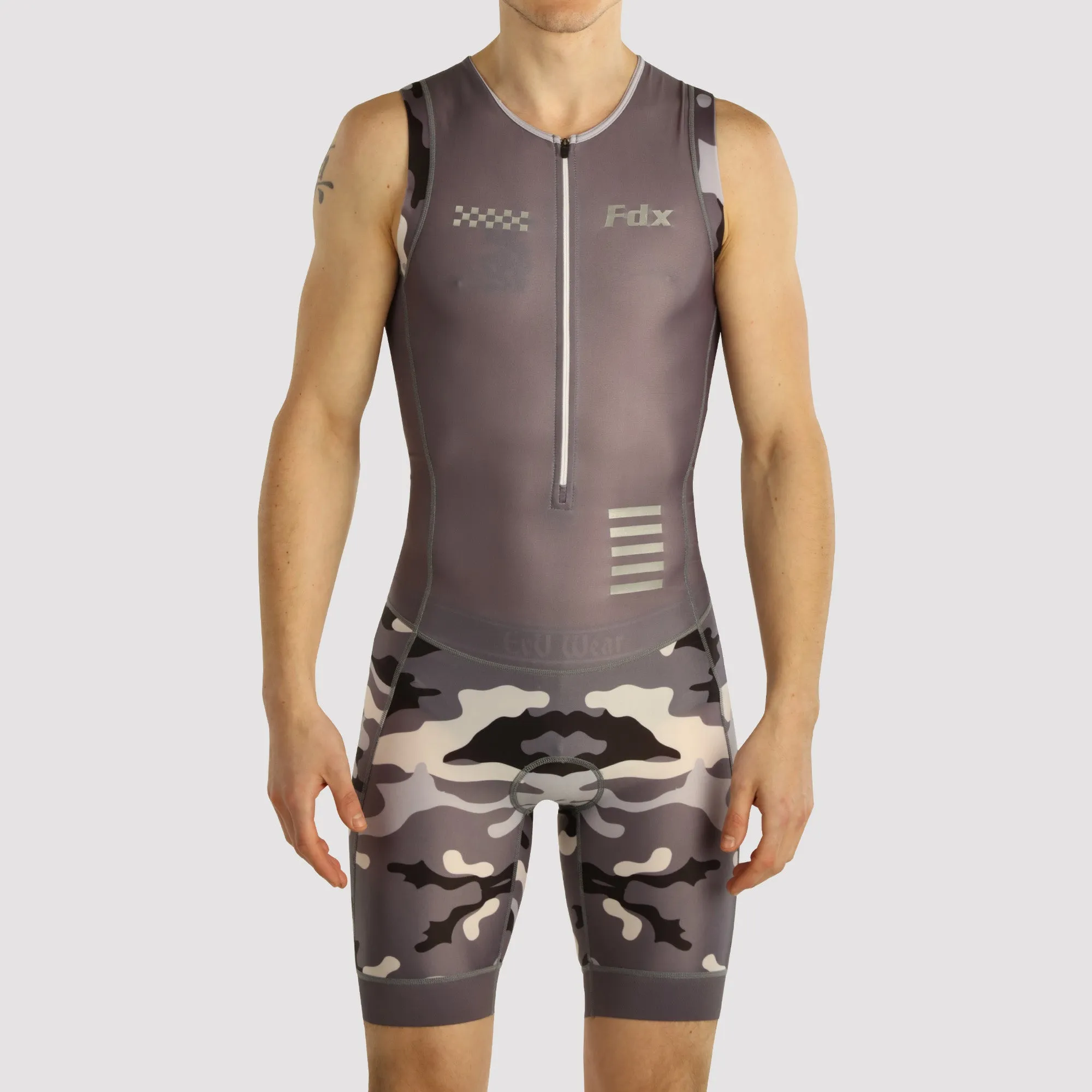 Fdx Camouflage Grey Men's & Boy's Padded Triathlon Suit