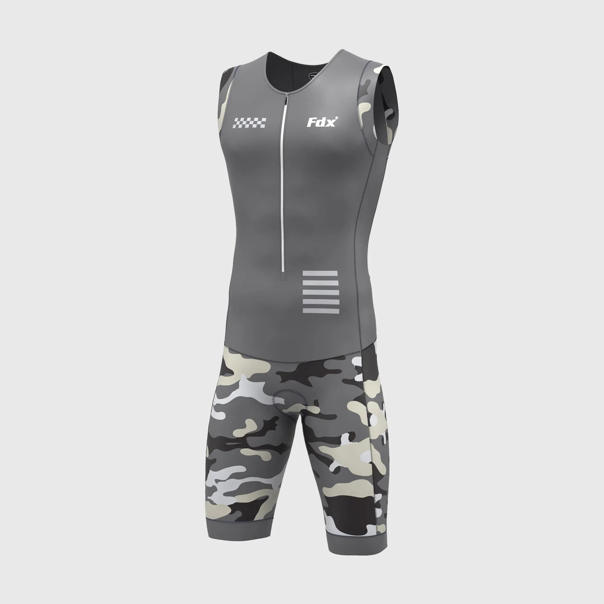 Fdx Camouflage Grey Men's & Boy's Padded Triathlon Suit