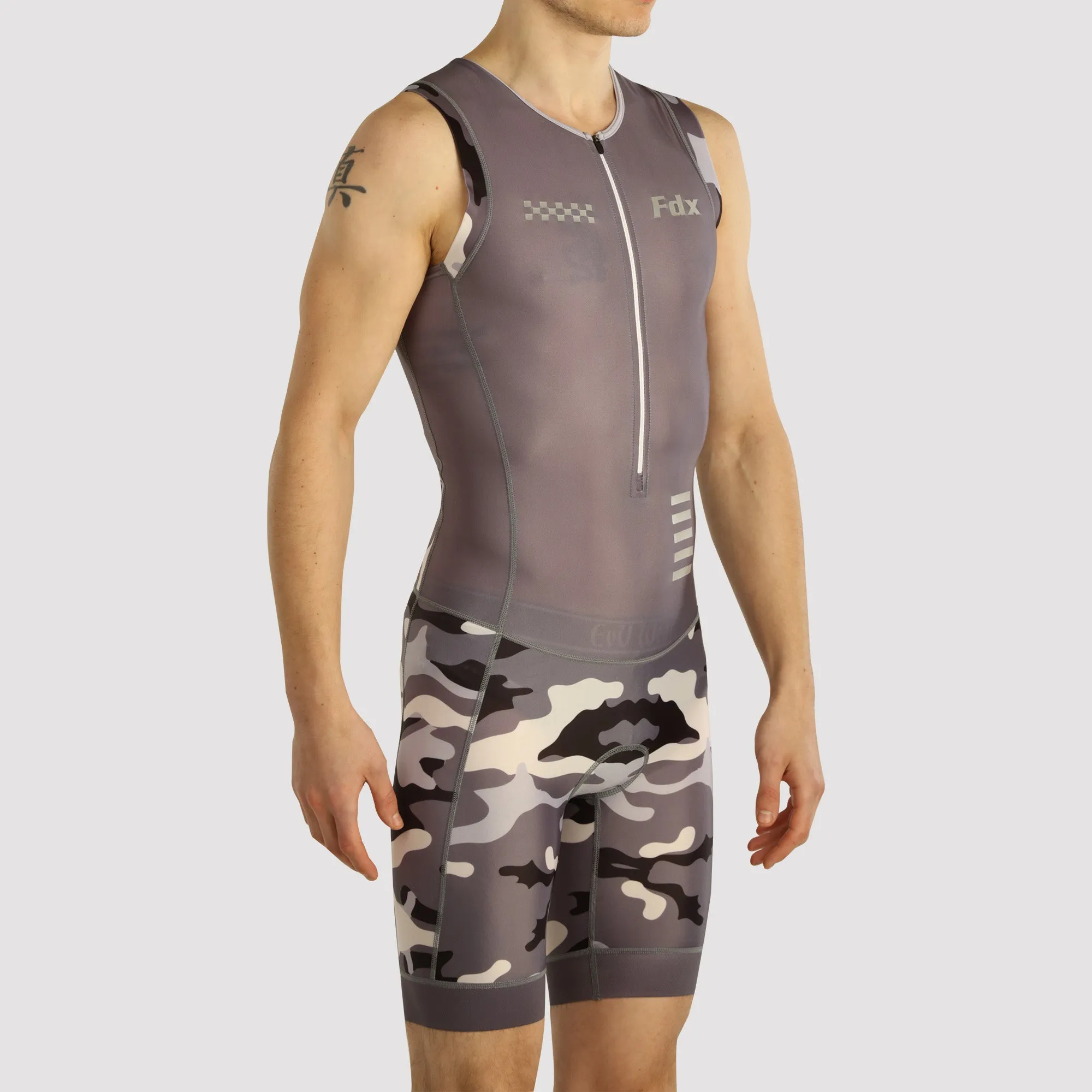 Fdx Camouflage Grey Men's & Boy's Padded Triathlon Suit