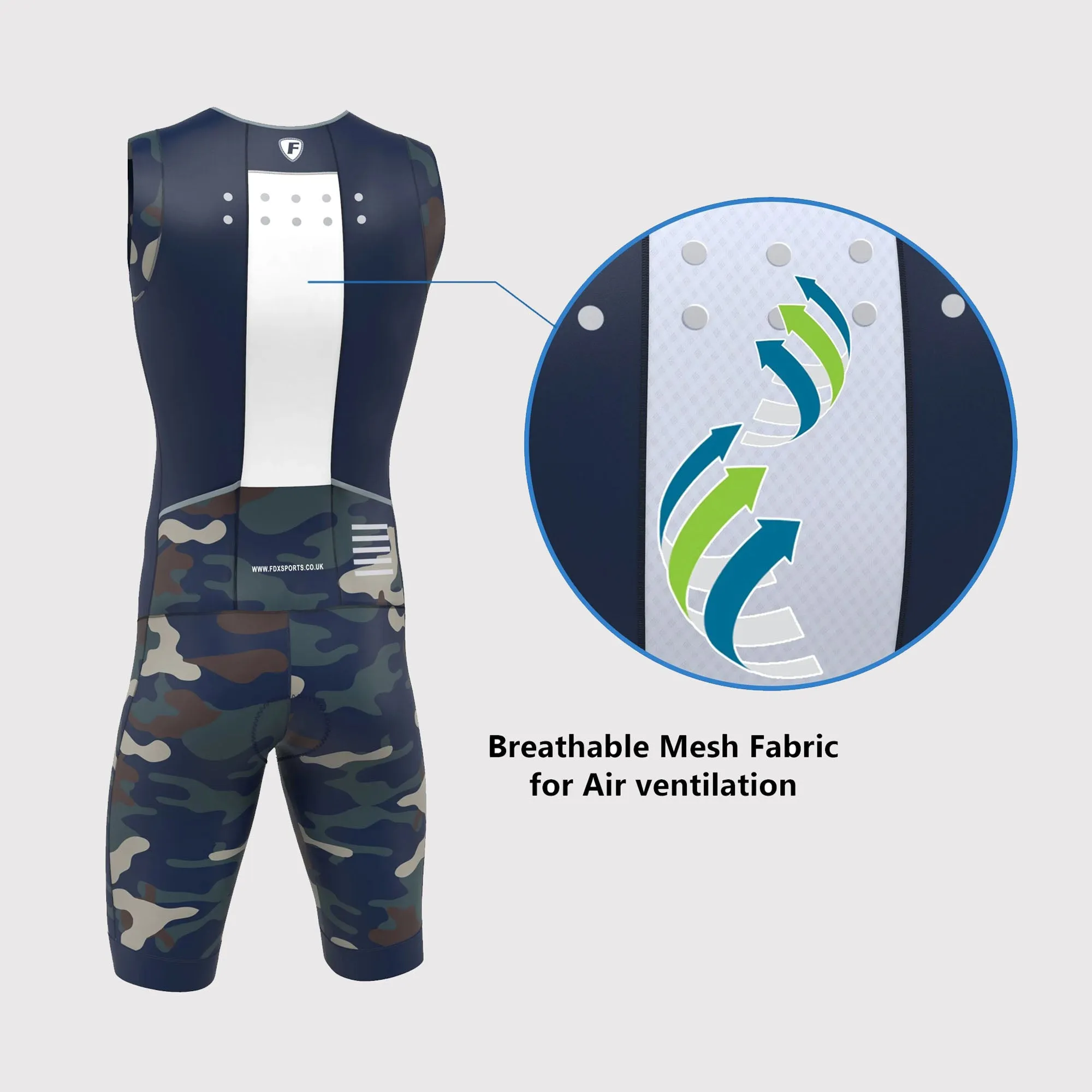 Fdx Camouflage Navy Blue Men's & Boy's Padded Triathlon Suit