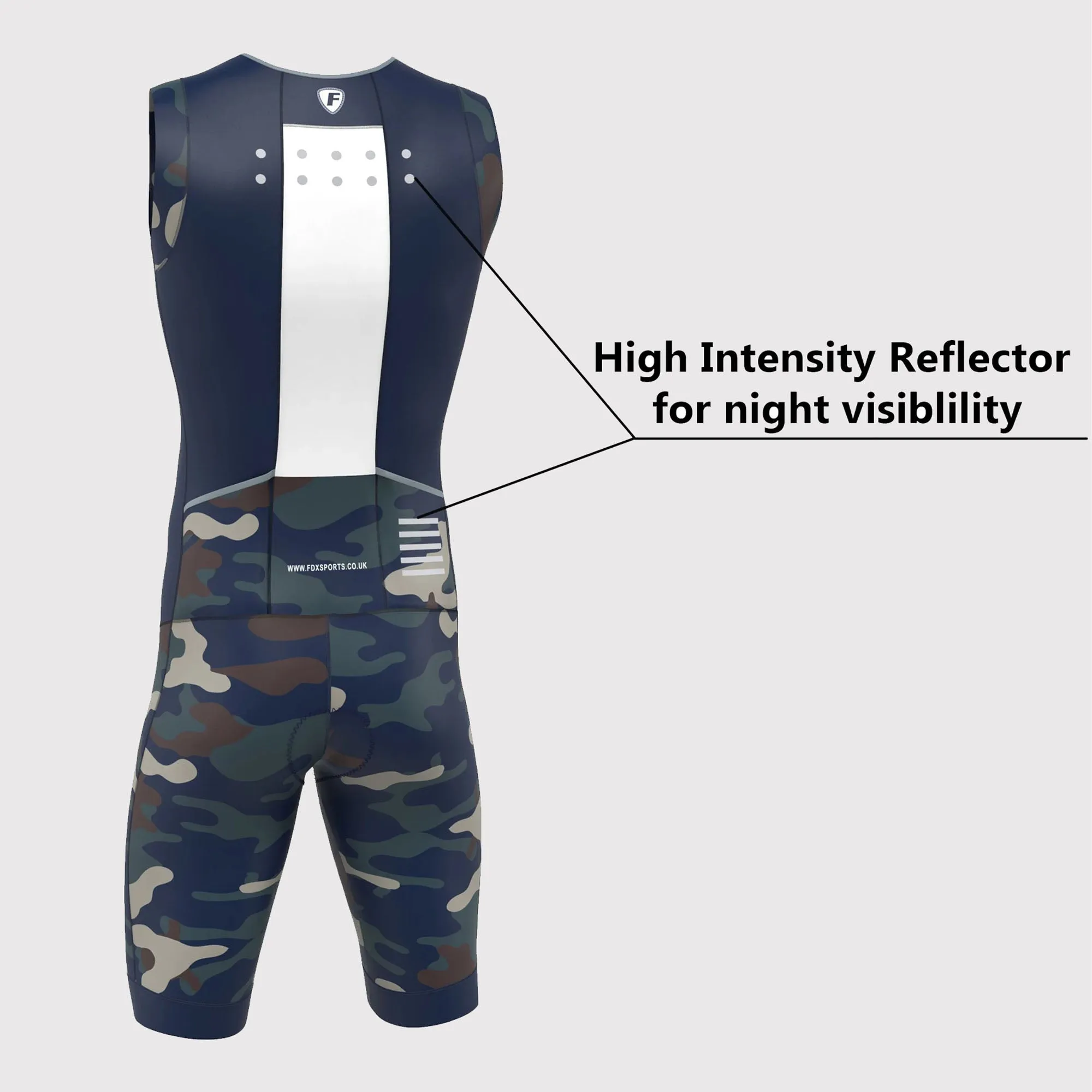 Fdx Camouflage Navy Blue Men's & Boy's Padded Triathlon Suit