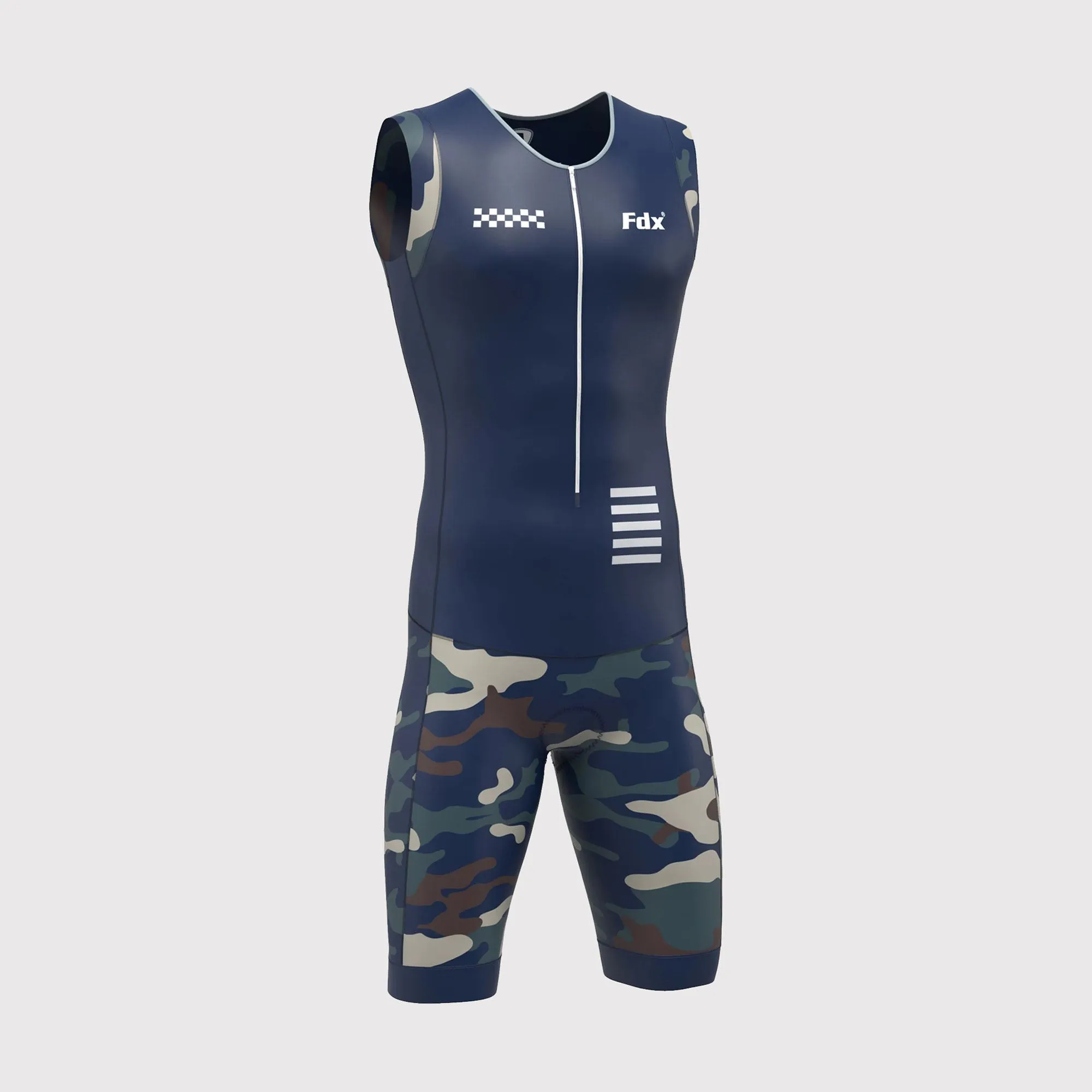 Fdx Camouflage Navy Blue Men's & Boy's Padded Triathlon Suit