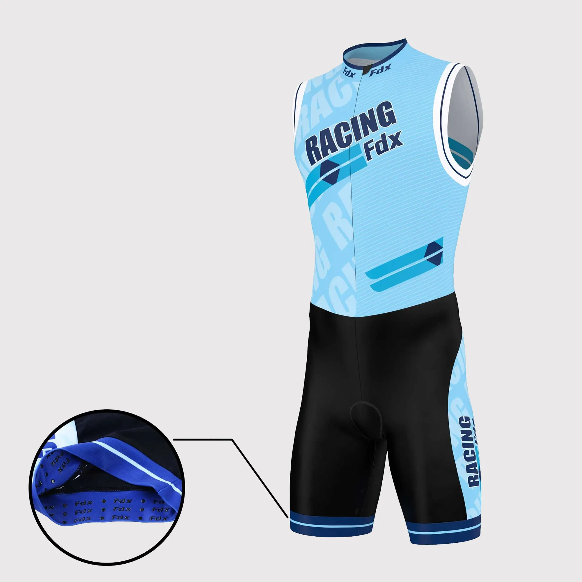 Fdx Core Sky Blue Men's & Boy's Sleeveless Padded Triathlon Suit