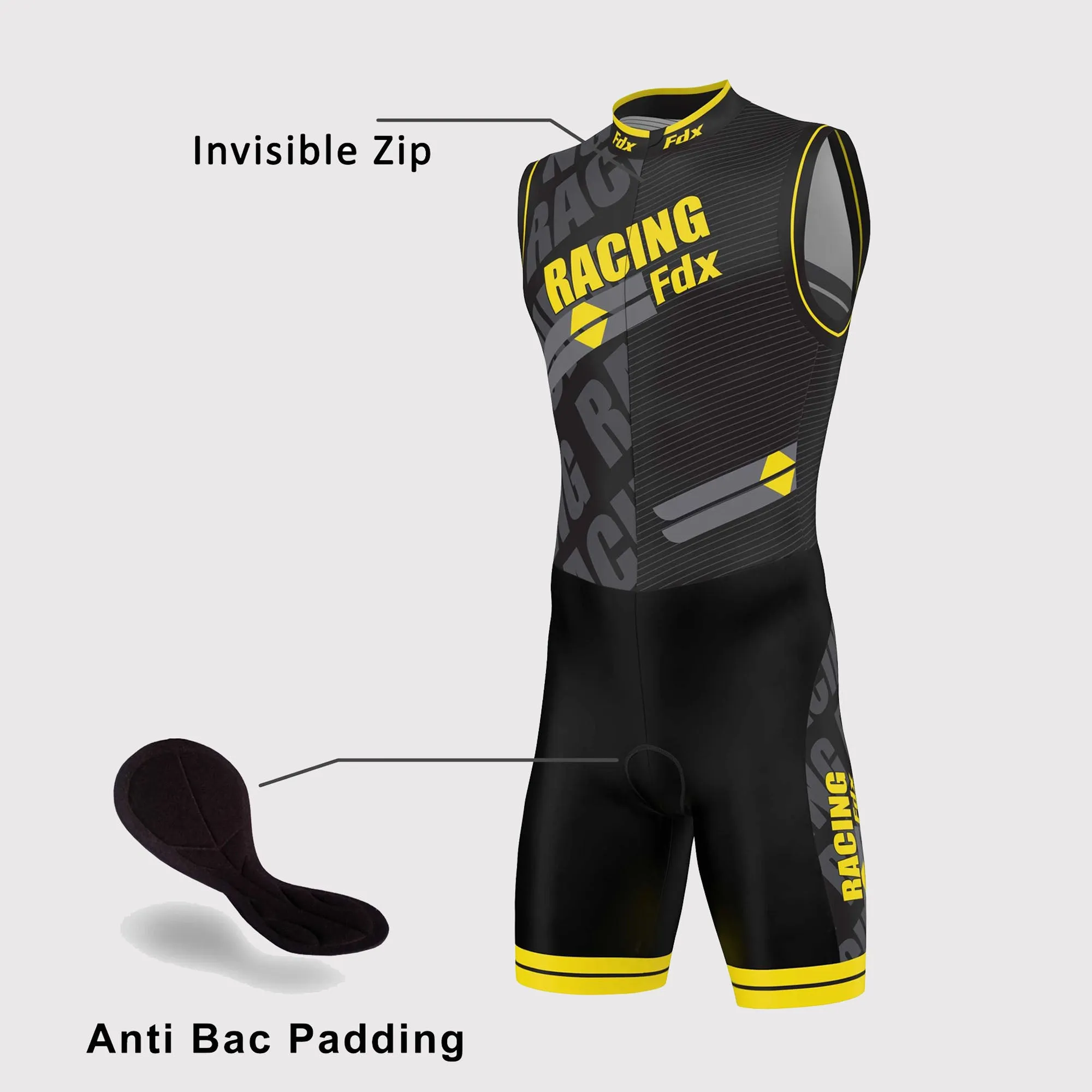 Fdx Core Yellow Men's & Boy's Sleeveless Padded Triathlon Suit