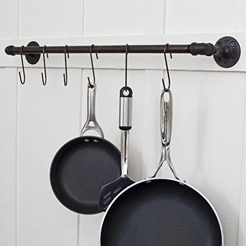 Flammi 20 Pack Heavy-Duty S Shaped Hooks Rustproof Black Finish Steel Kitchen S Type Hooks Hangers for Pans Pots Plants Bags Towels