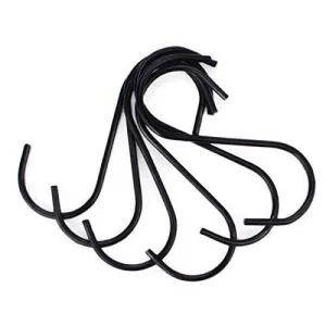 Flammi 20 Pack Heavy-Duty S Shaped Hooks Rustproof Black Finish Steel Kitchen S Type Hooks Hangers for Pans Pots Plants Bags Towels