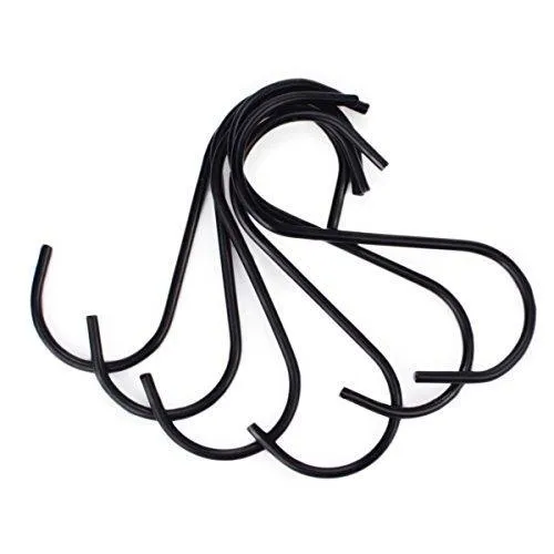 Flammi 20 Pack Heavy-Duty S Shaped Hooks Rustproof Black Finish Steel Kitchen S Type Hooks Hangers for Pans Pots Plants Bags Towels