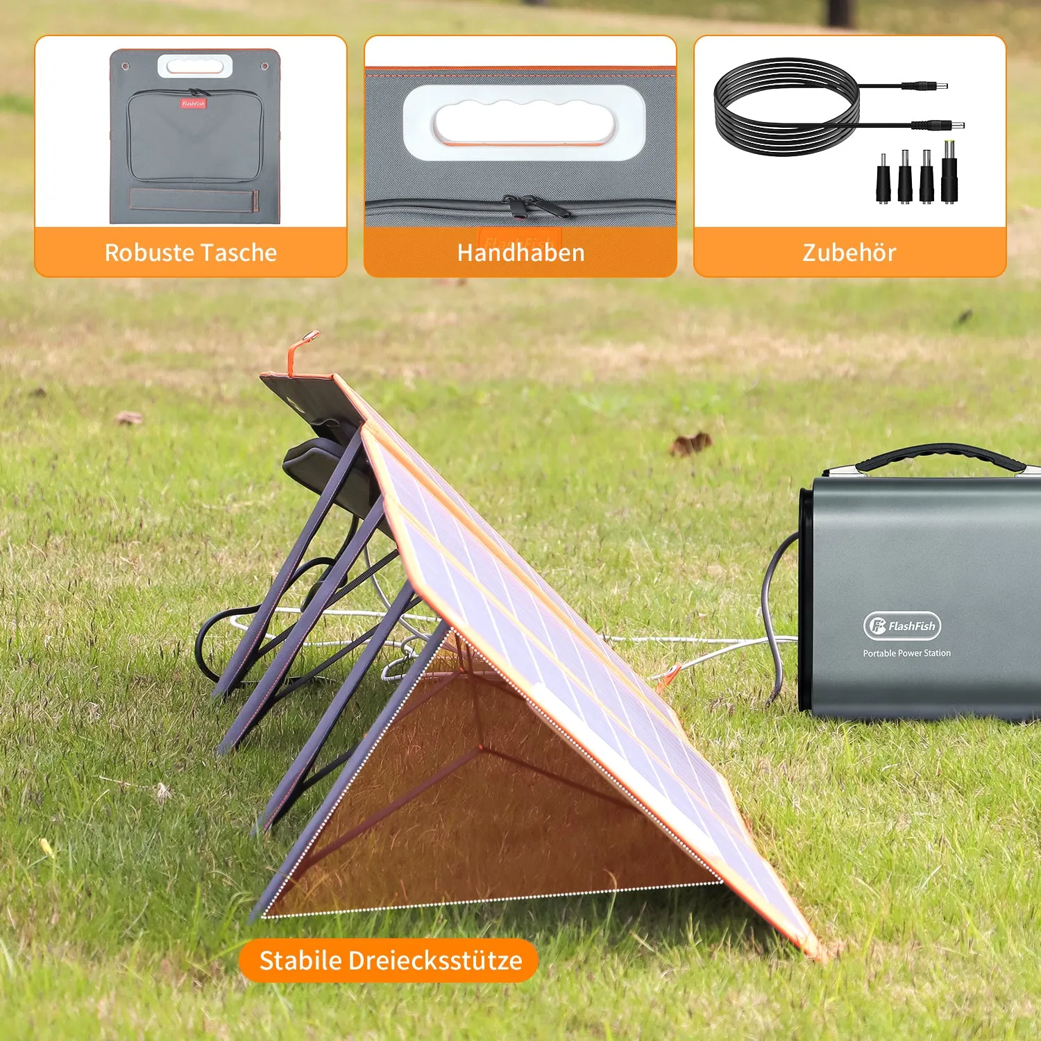 Flashfish TSP100 Foldable Solar Panel | 100W/18V Portable Waterproof USB Energy Solar Cell Charger