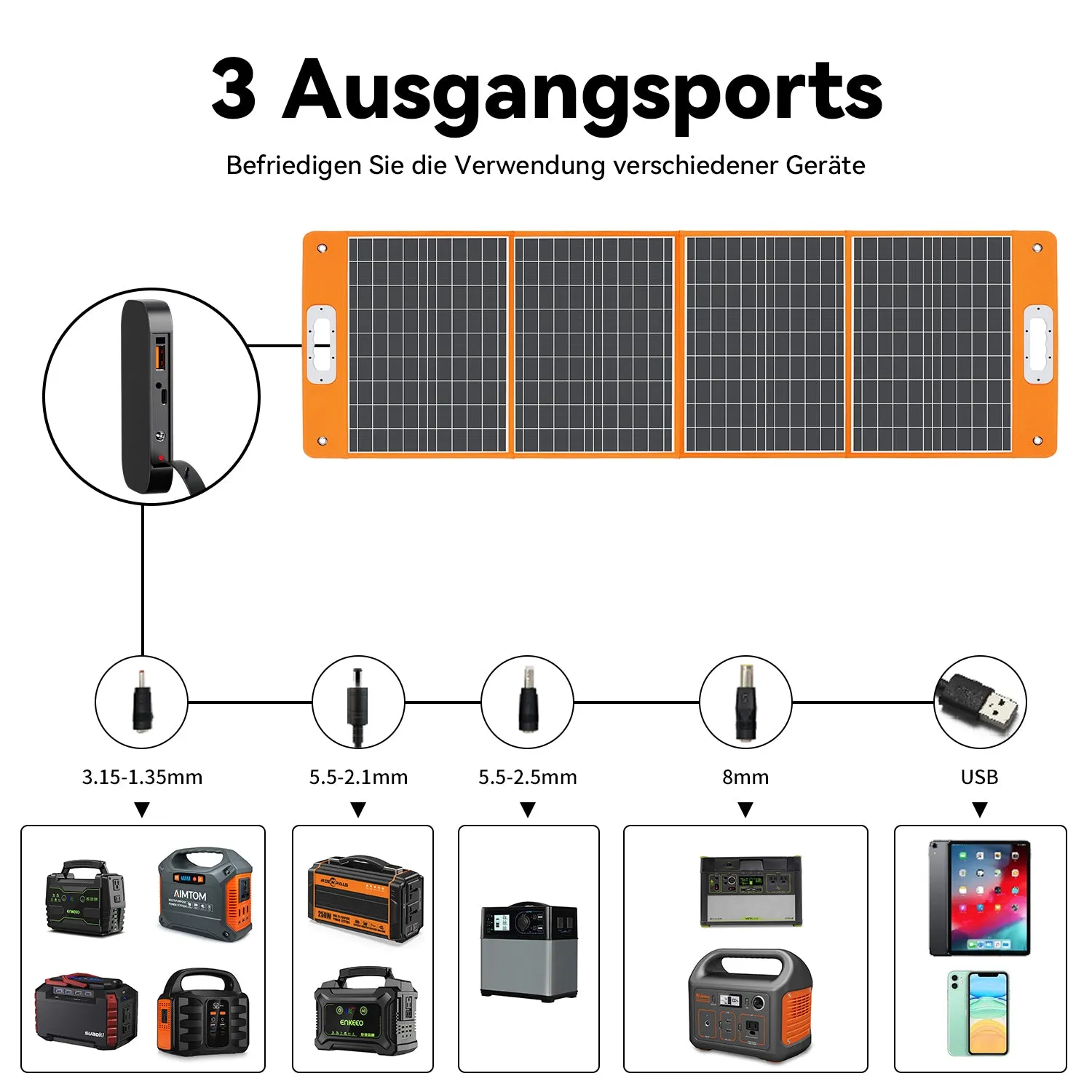 Flashfish TSP100 Foldable Solar Panel | 100W/18V Portable Waterproof USB Energy Solar Cell Charger