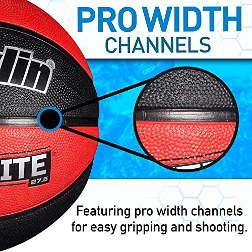 Franklin Sports Grip-Rite 1000 Youth Basketball ‚ Durable Basketball ‚ Junior Size Basketball for School, Camp, Home Basketball Practice ‚ Indoor and Outdoor Basketball ‚ Black/Red ‚27.5"