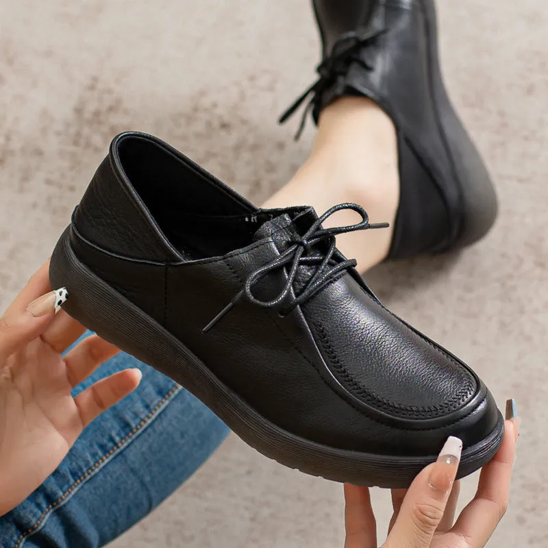 Genuine Leather Slip-on Women's Autumn Comfortable Non-slip Flat Shoes