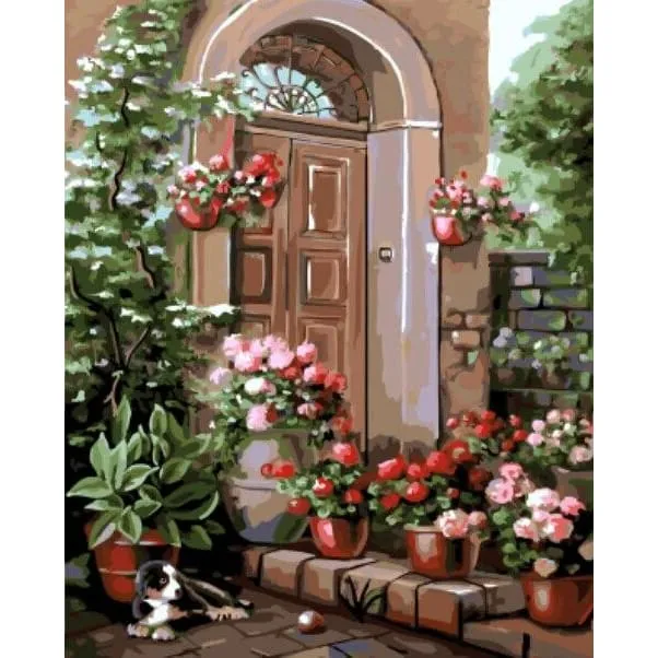 Geraniums at the Door – Canvastly DIY Paint By Numbers