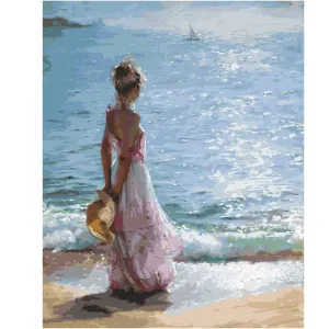 Girl By The Sea - Canvastly DIY Paint By Numbers