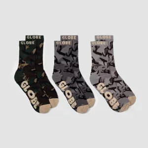 Globe Eco Camo Crew Socks 3 Pack Camo