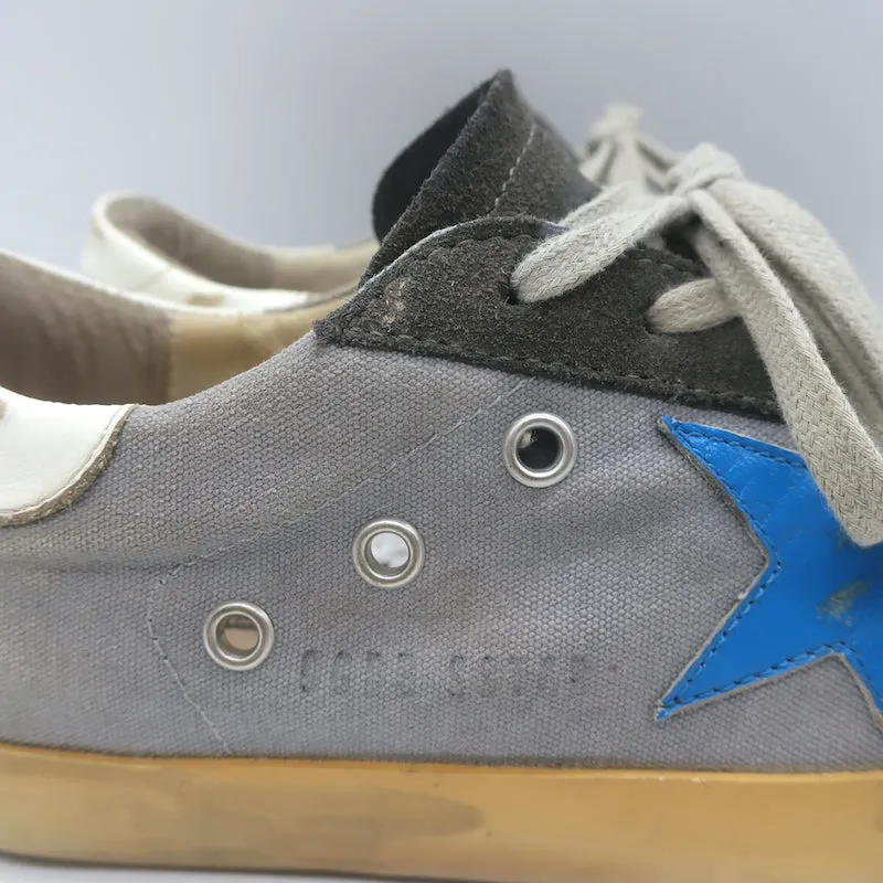 Golden Goose Superstar Low Top Sneakers Gray Canvas & Suede Size 37
